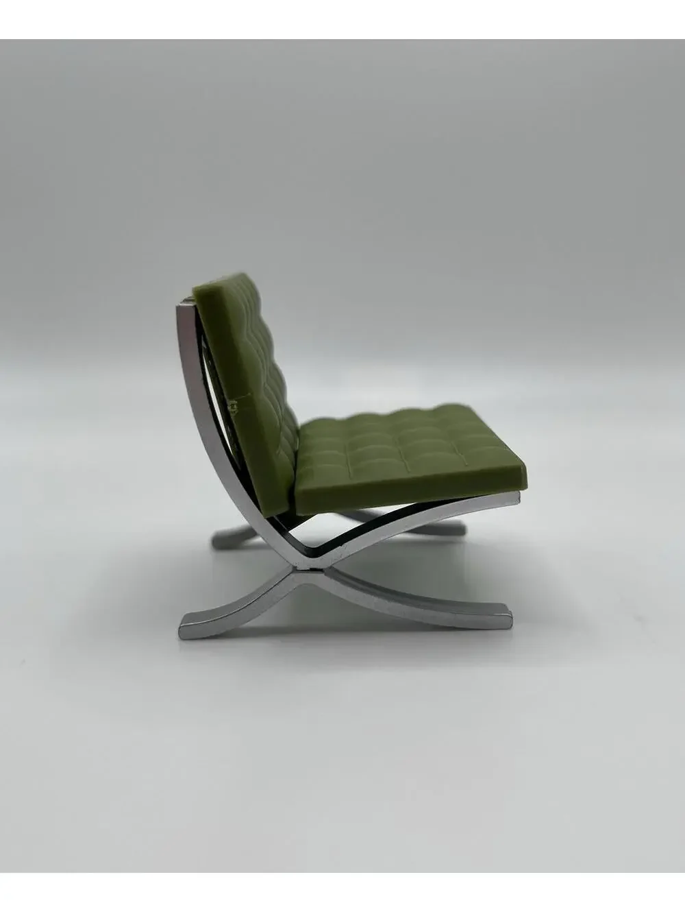 1:24 Scale Miniature Green MCM Barcelona Chair, Tiny Dollhouse Furniture